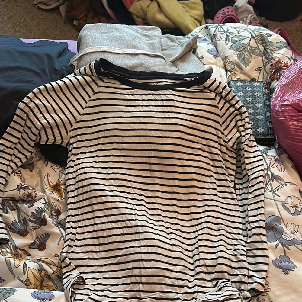Black and White Striped Long Sleeve Shirt